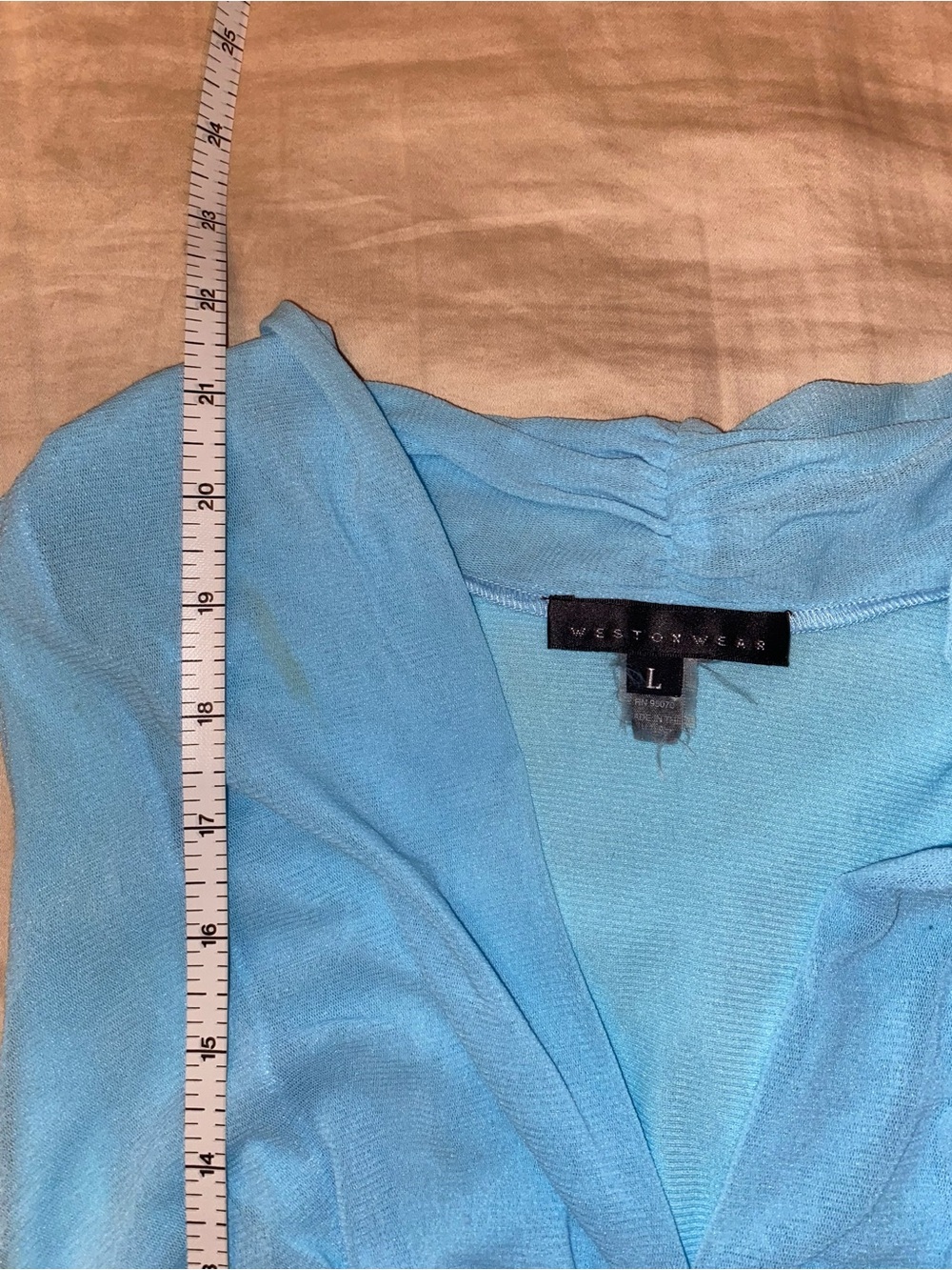 Y2K Weston Wear Light Blue Ruched V-Neck Women's Tank Top - Picture 5 of 6
